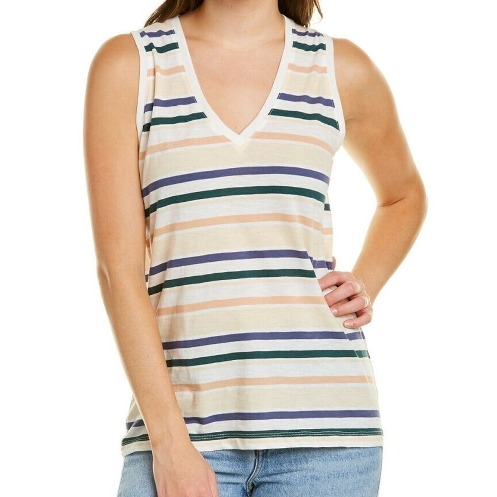 Madewell Striped V-Neck Multi-Colored Top Tank